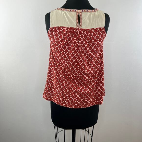 Anthropologie Akemi + Kin Red Multi Cotton Embroidered Floral Sleeveless Tank XS - Picture 4 of 8